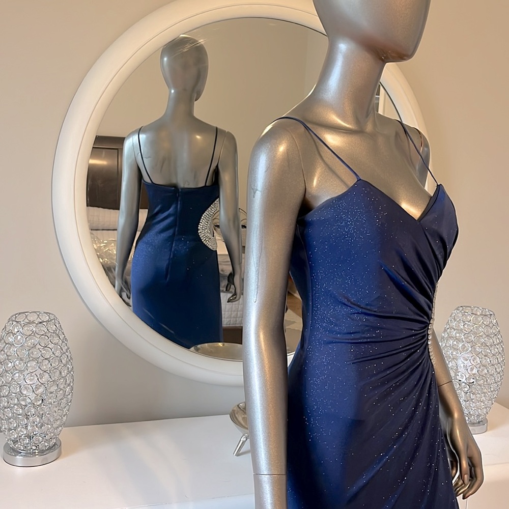 Jovanni Midnight Blue with Sparkle Dress Size 4 - Picture 2 of 9